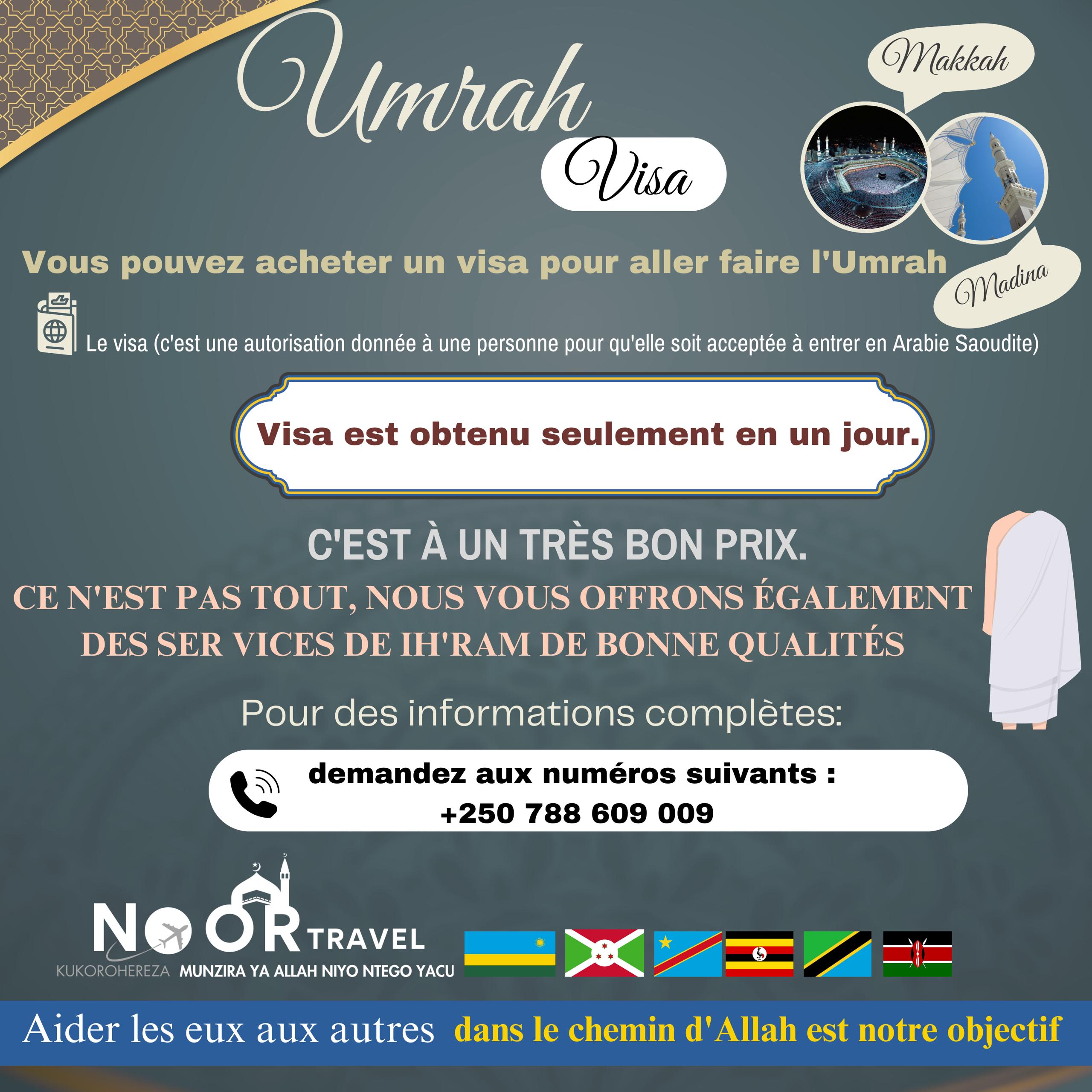 NOOR Umrah visa information in French
